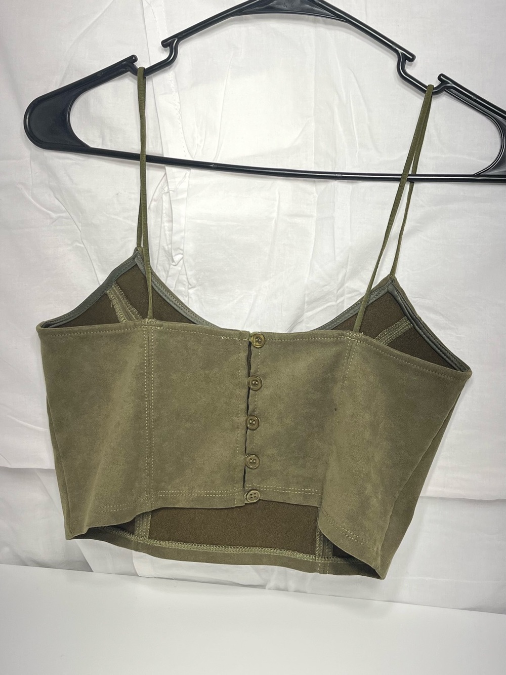 Small Dazz green cropped top spaghetti straps with buttoned back - Picture 2 of 4